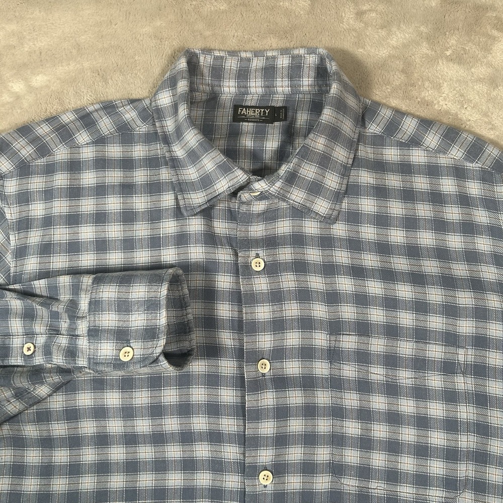 Faherty Shirt Men L The Weekend Blend Fox Lake Plaid Linen Button Down Huckberry - Picture 3 of 15